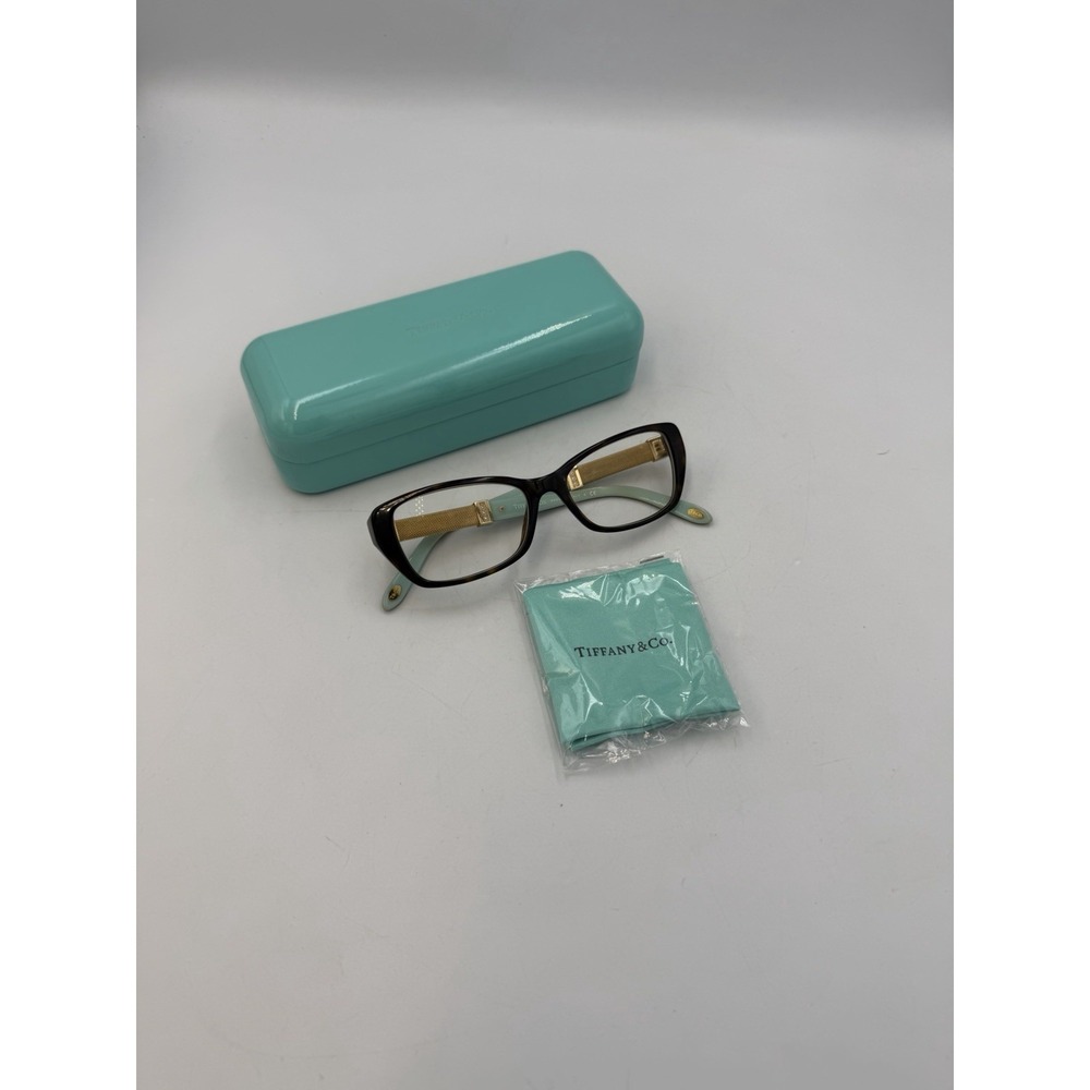 Tiffany & Co TF2117-B 8015 Eyeglass Frames Tortoise Gold Mesh 51-16 140 Case